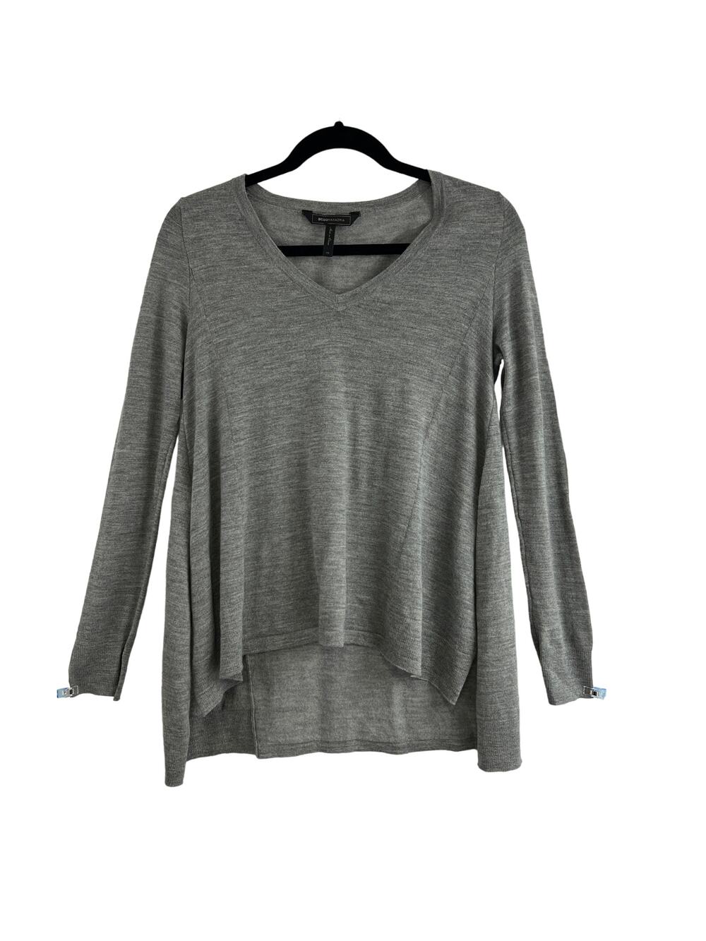 BCBGMAXAZRIA Gray 100% Wool Sweater Size XS Minimalist Old Money Quiet Luxury
